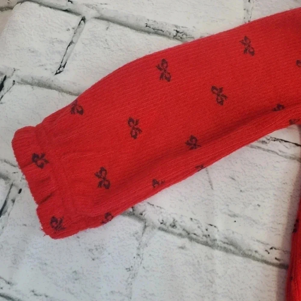 18M Red Dress w Black Bow Details and Matching Black Tights Girls Outfit